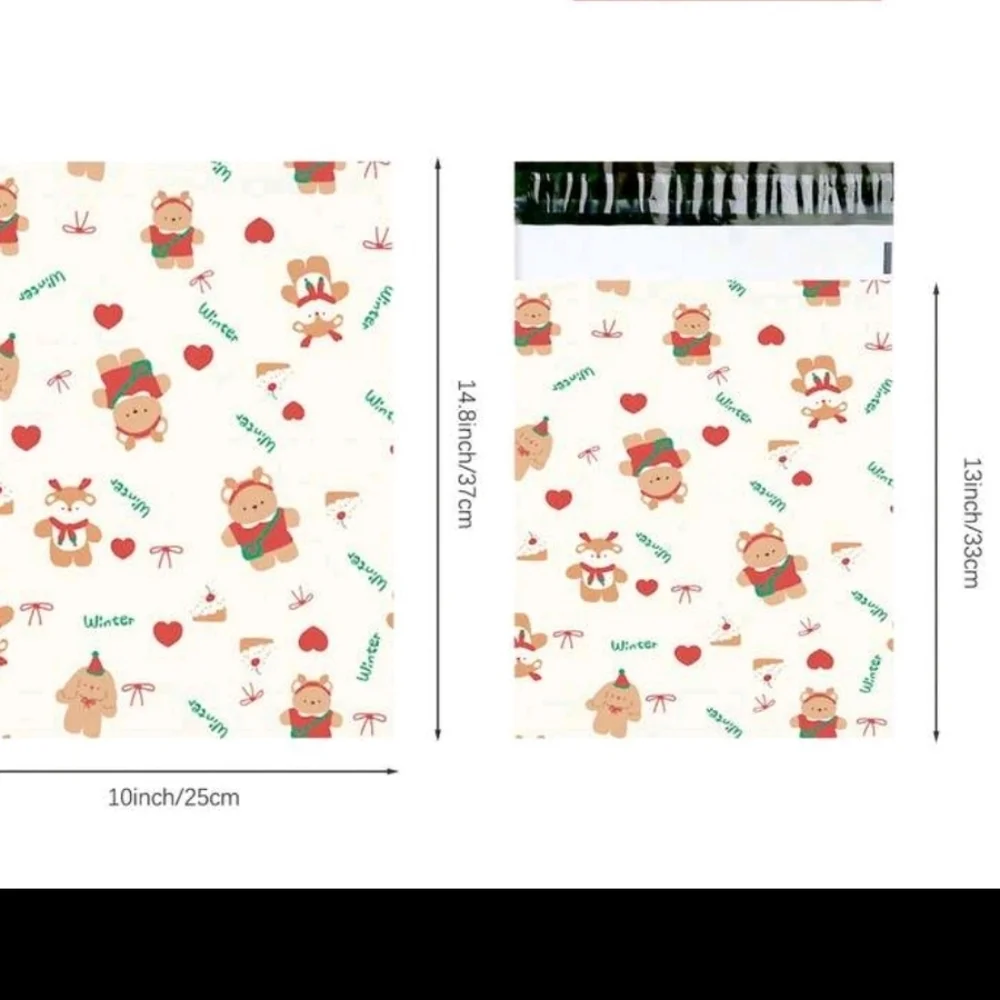 Christmas/Winter 20/ 10x13 Bear & Gingerbread Man Non Padded Polymailers